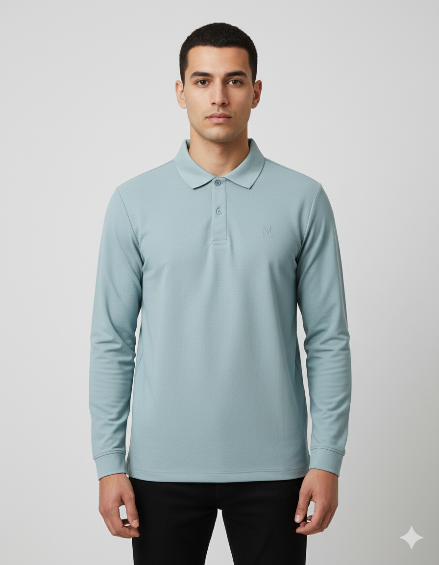 Solid Men's Full Sleeve Polo T-shirt