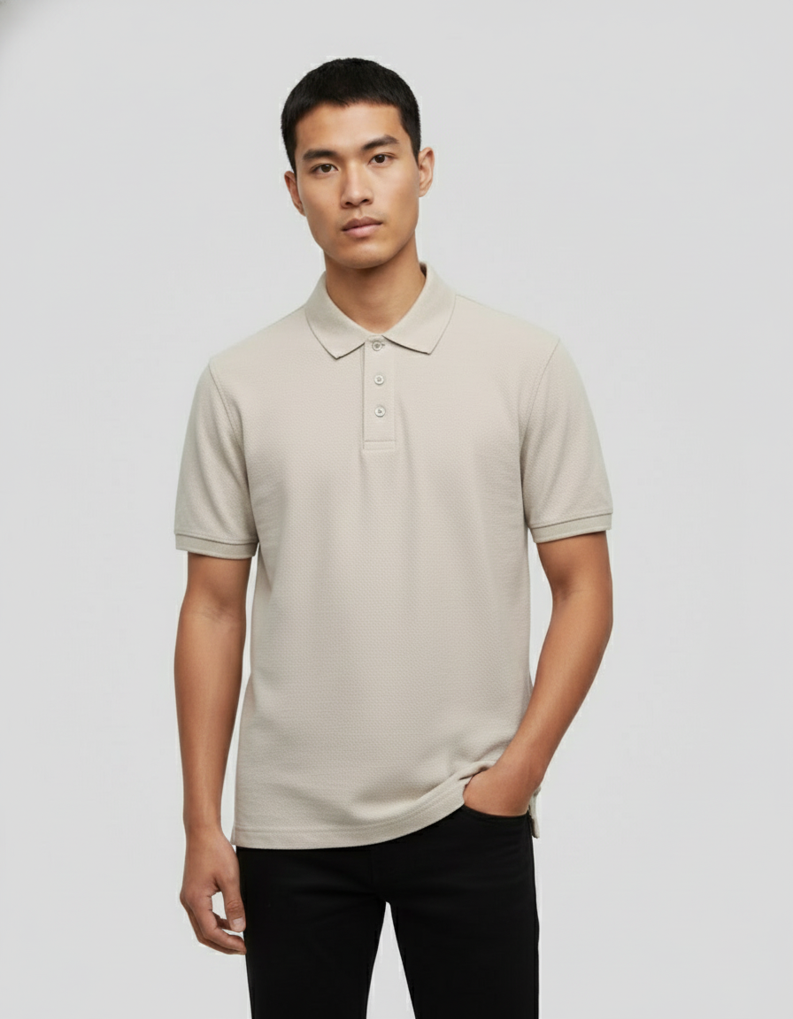 Solid Polo T-shirt for Men - Beige