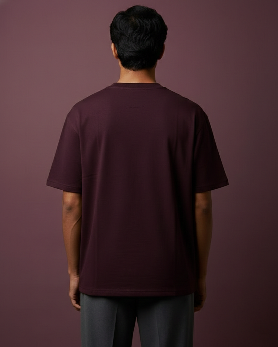 The Passport Collage Oversized Fit T-Shirt in Maroon