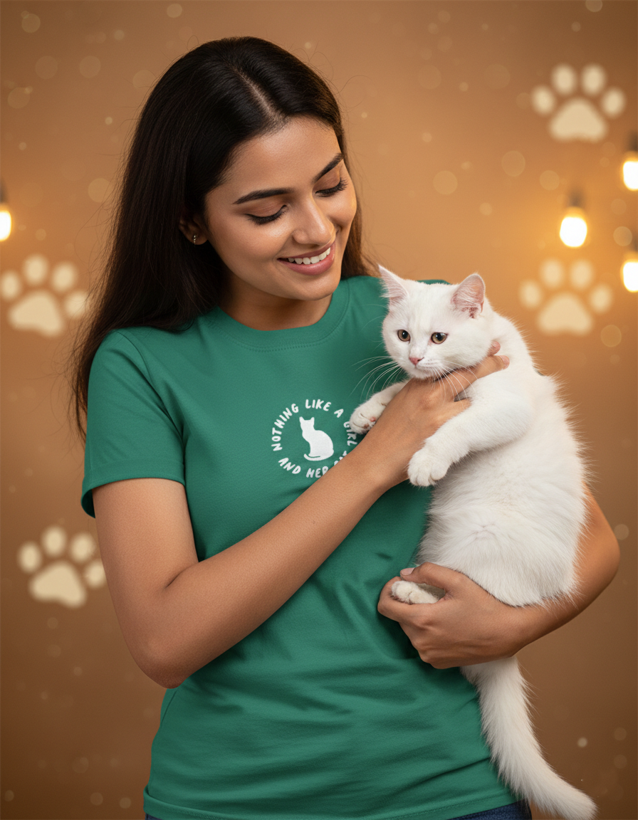 Girl With Cat T-shirt