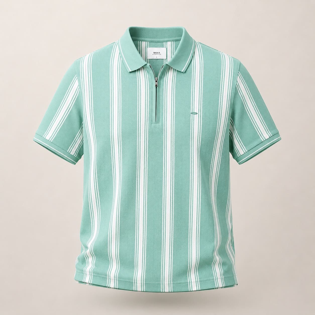 Men's Mint Green Vertical Striped Polo T-Shirt