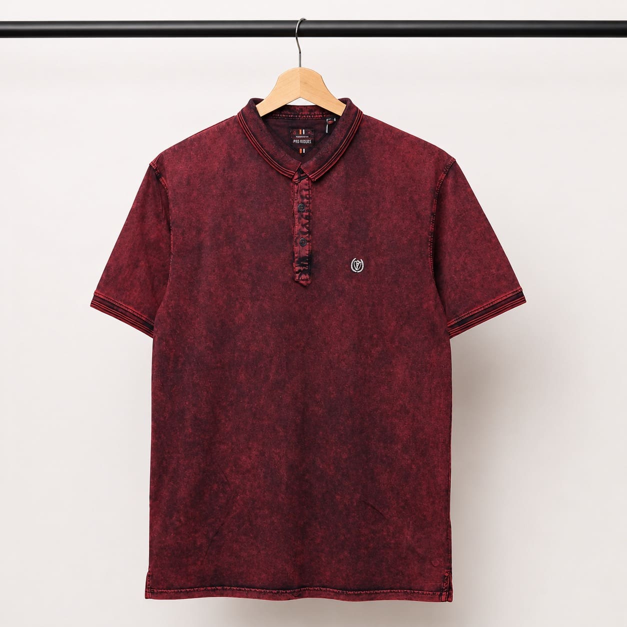 Men's Maroon Textured Polo T-Shirt