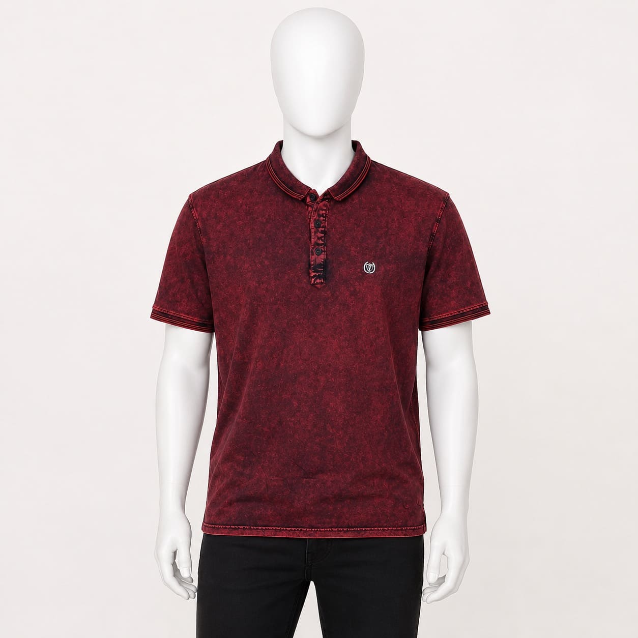 Men's Maroon Textured Polo T-Shirt