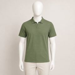 Men's Olive Green Solid Polo T-Shirt