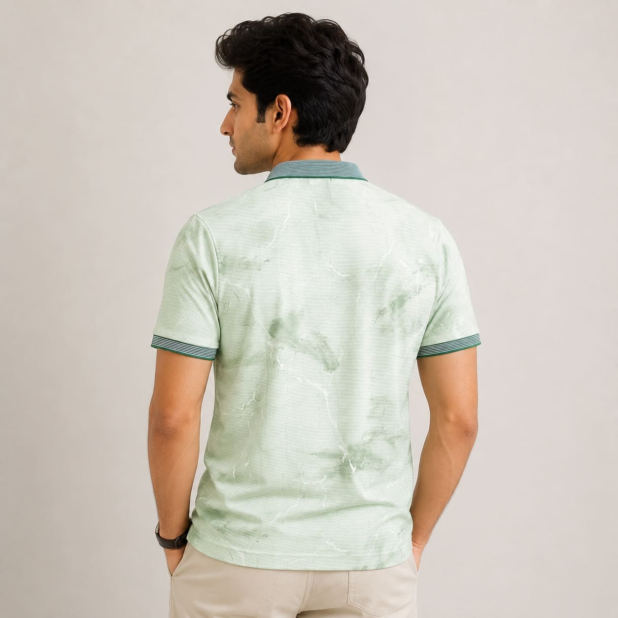 Men's Mint Green Tie-Dye Polo T-Shirt