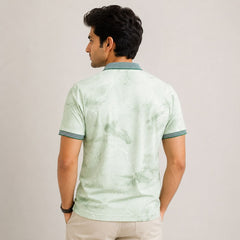 Men's Mint Green Tie-Dye Polo T-Shirt
