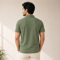 Men's Olive Green Solid Polo T-Shirt
