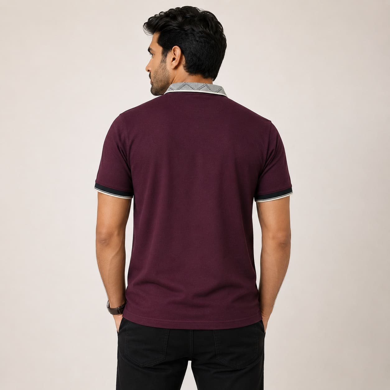Men's Maroon Embroidered Polo T-Shirt