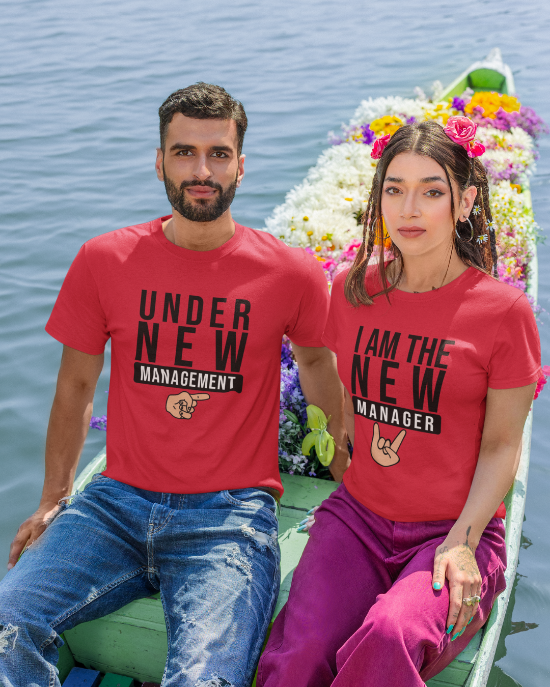Management and Manager Matching Couple T-shirt - Red