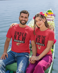 Management and Manager Matching Couple T-shirt - Red