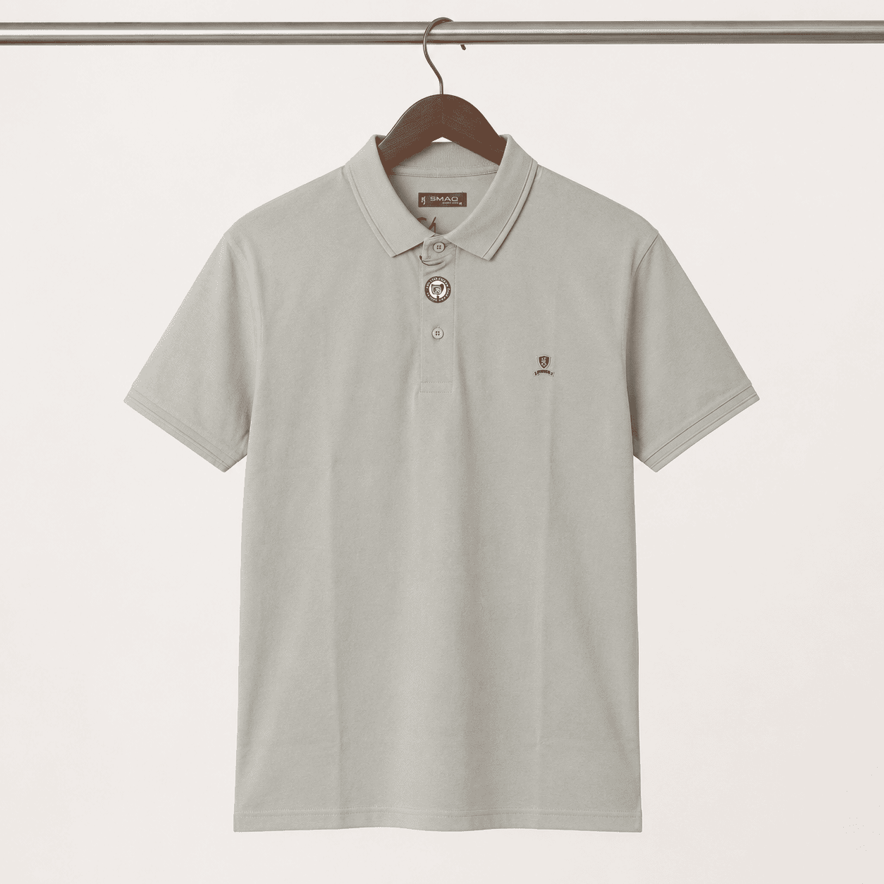 Men's Light Grey Solid Polo T-Shirt