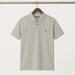Men's Light Grey Solid Polo T-Shirt
