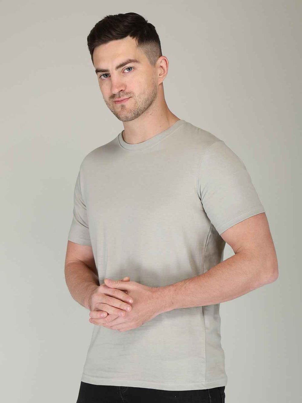 Cloudy Gray Half Sleeve Plain T-shirt