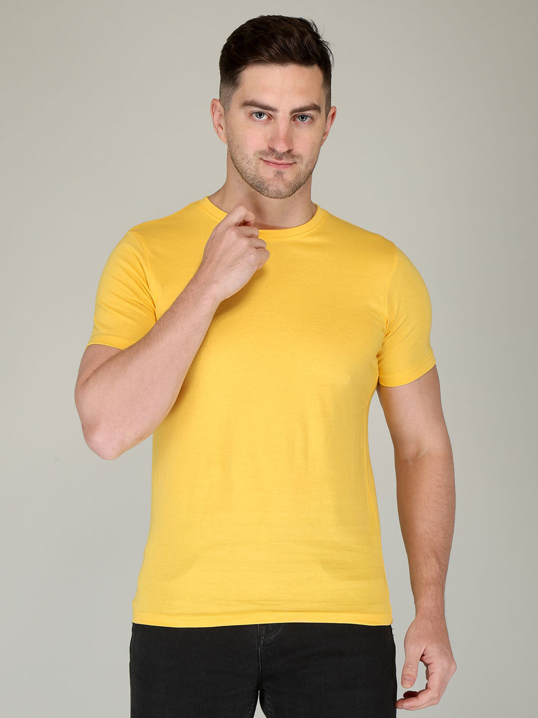 plain men's half sleeve t shirt minion yellow xs cotton round neck