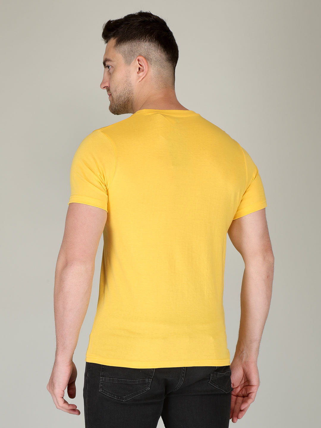 plain men's half sleeve t shirt minion yellow xl cotton round neck
