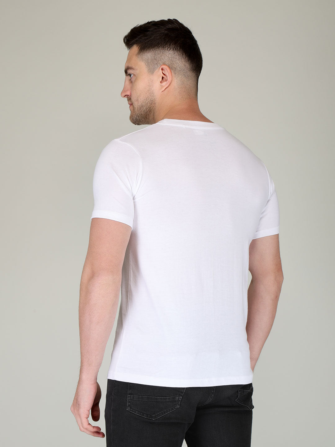 plain men's half sleeve t shirt white l cotton round neck