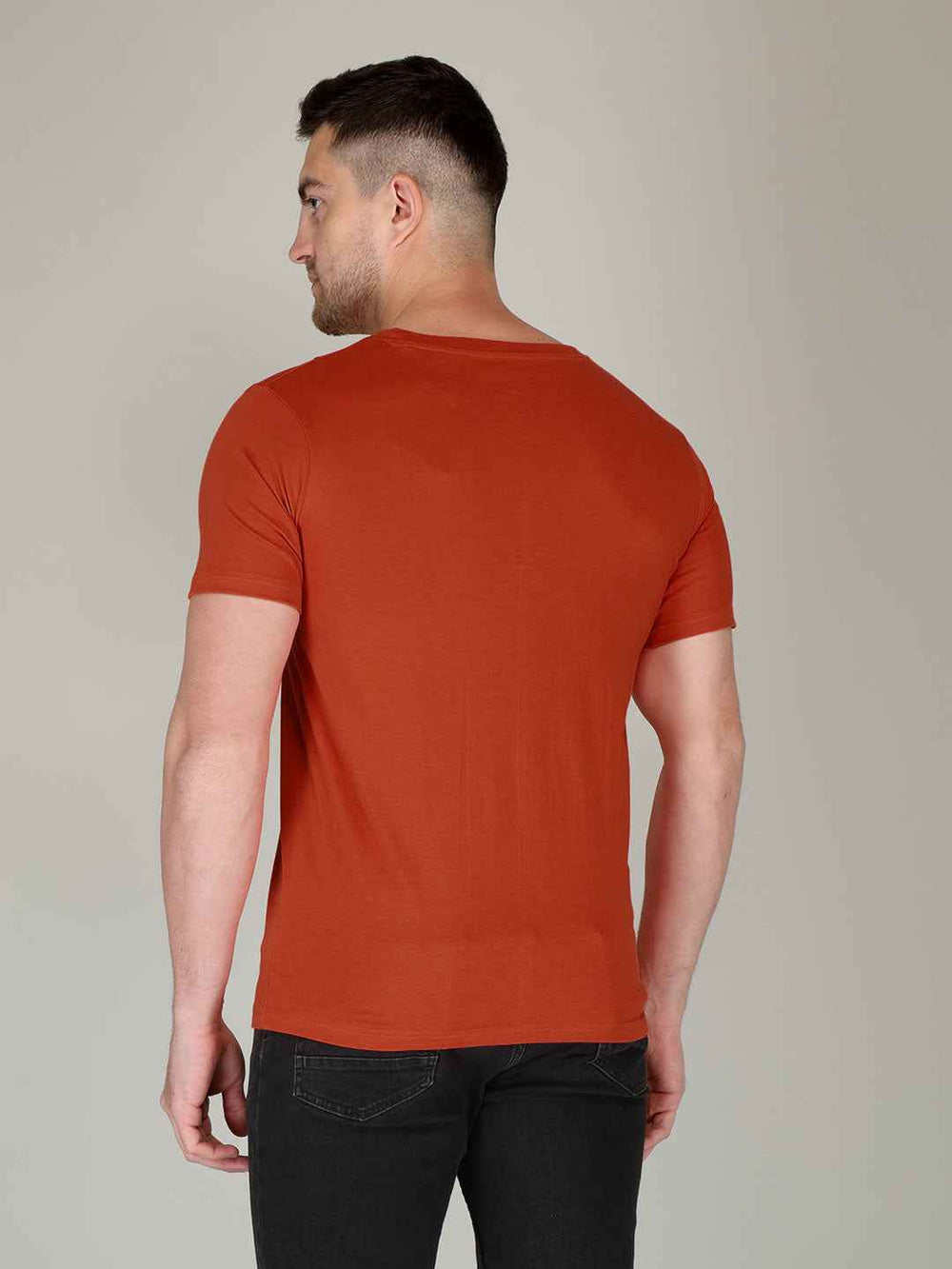 Orange Half Sleeve Plain T-shirt