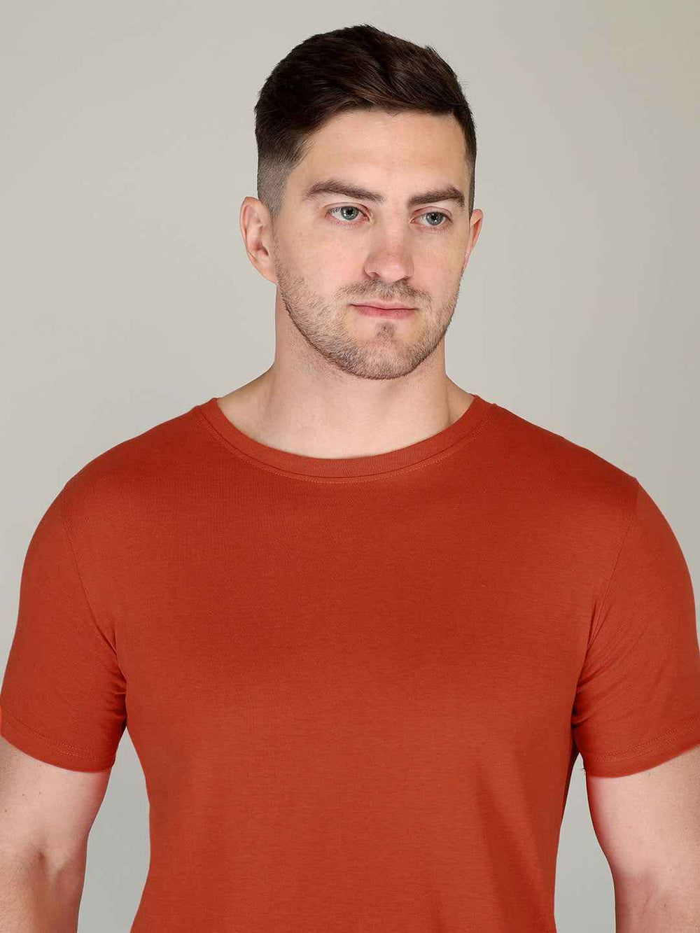 Orange Half Sleeve Plain T-shirt