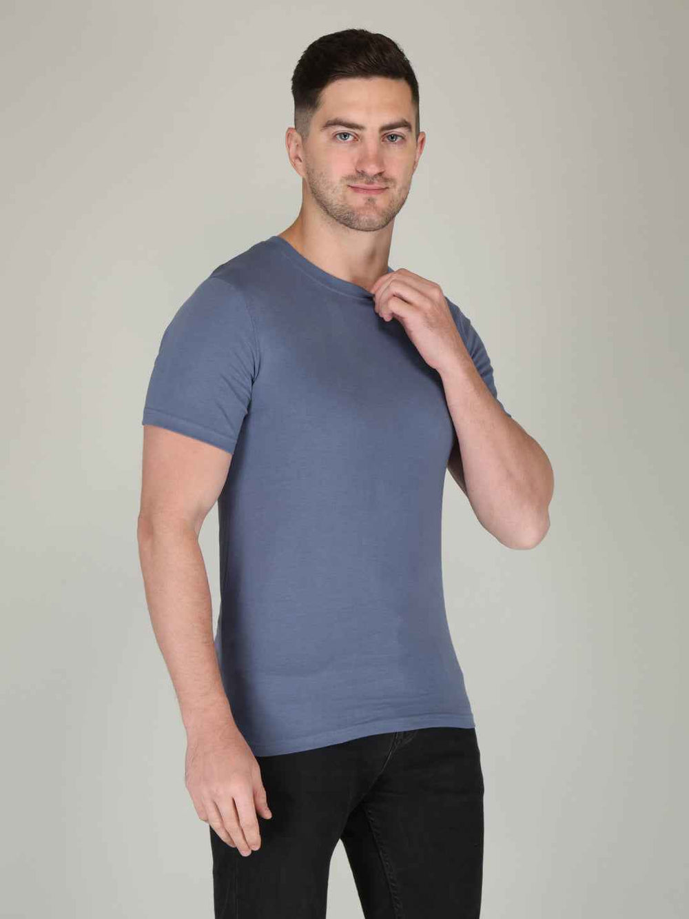 Piegon Blue Half Sleeve Plain T-shirt