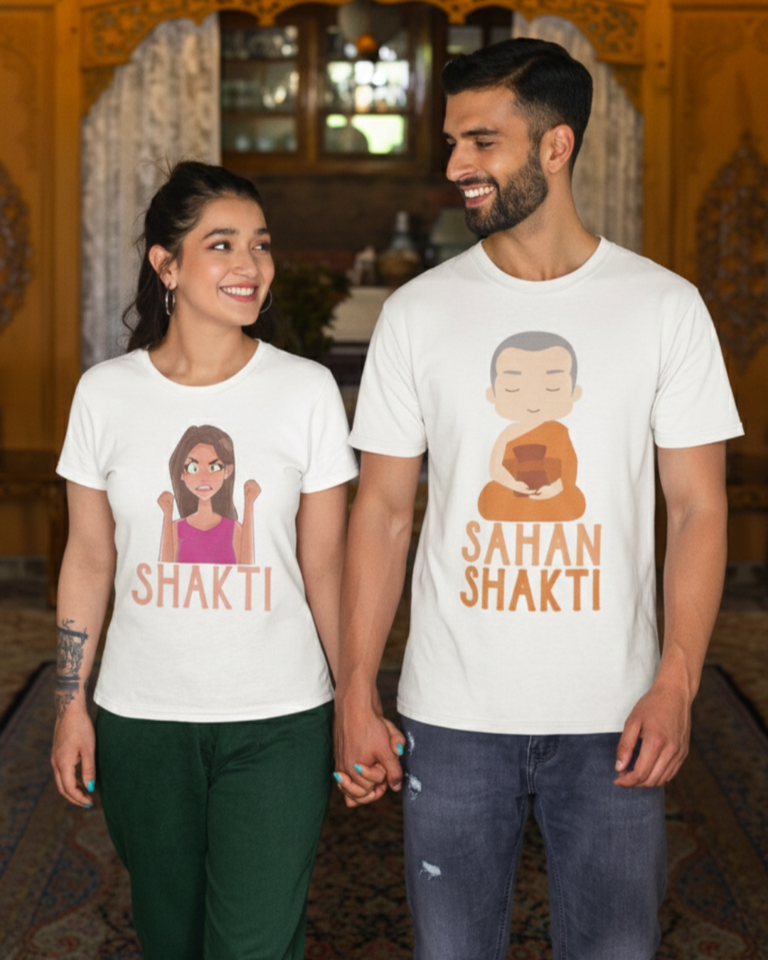 Sahan Shankti Matching Couple T-shirt - White