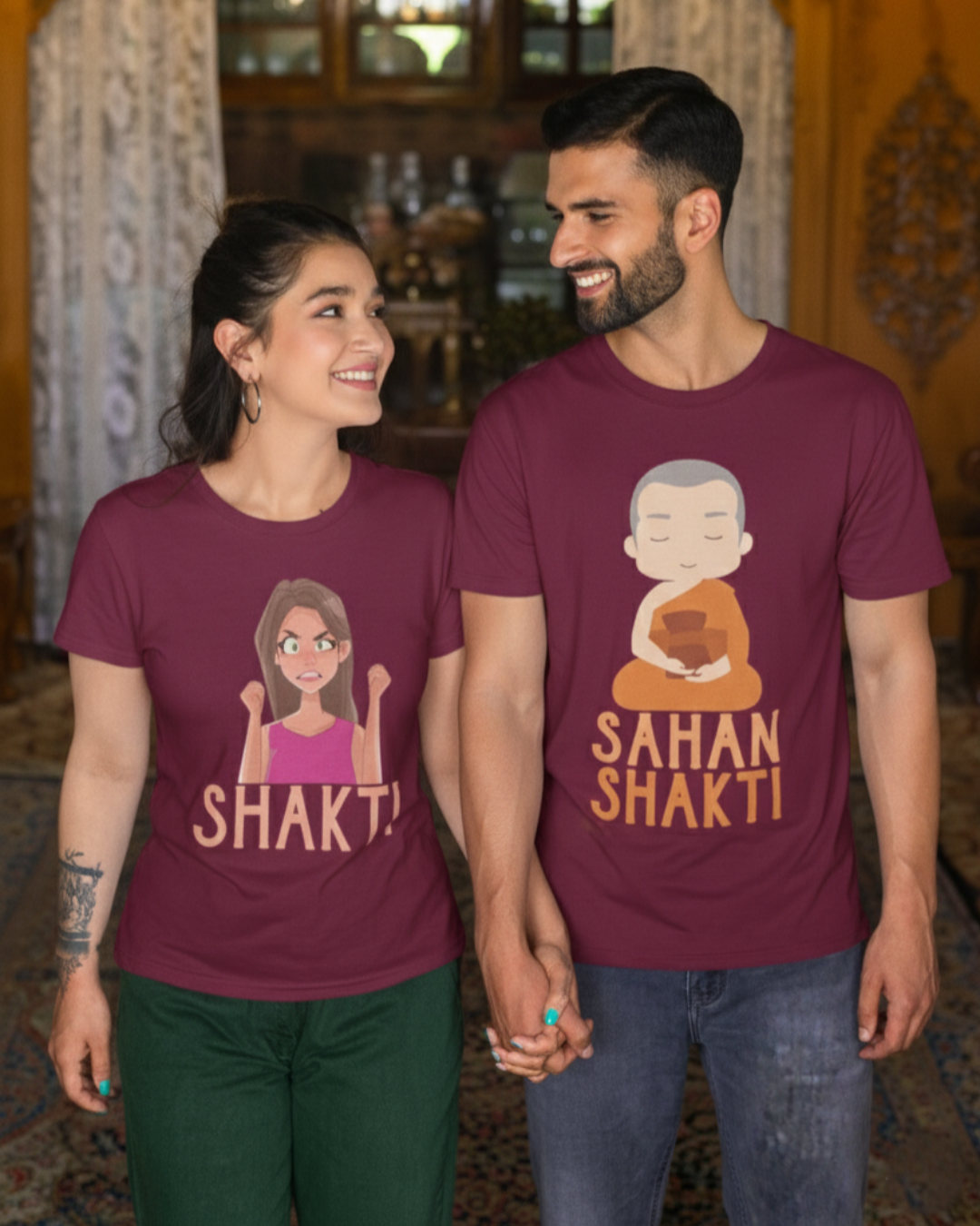 Sahan Shankti Matching Couple T-shirt - Wine
