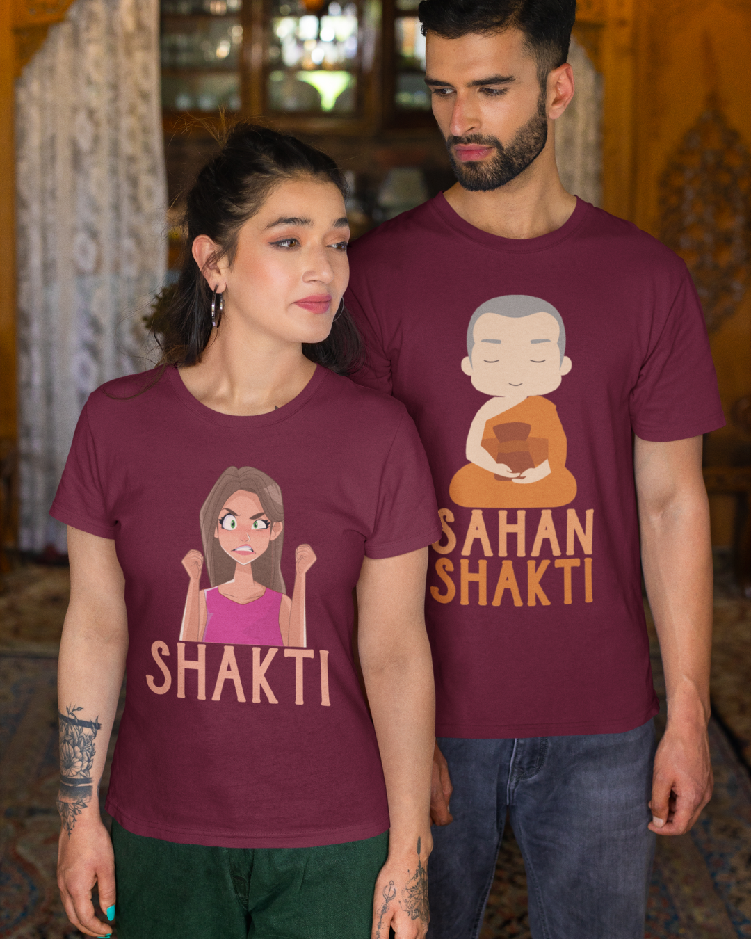 Sahan Shankti Matching Couple T-shirt - Wine