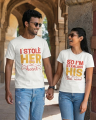 Stole Stealing Matching Couple T-shirt - White