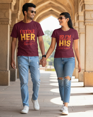 Stole Stealing Matching Couple T-shirt - Maroon