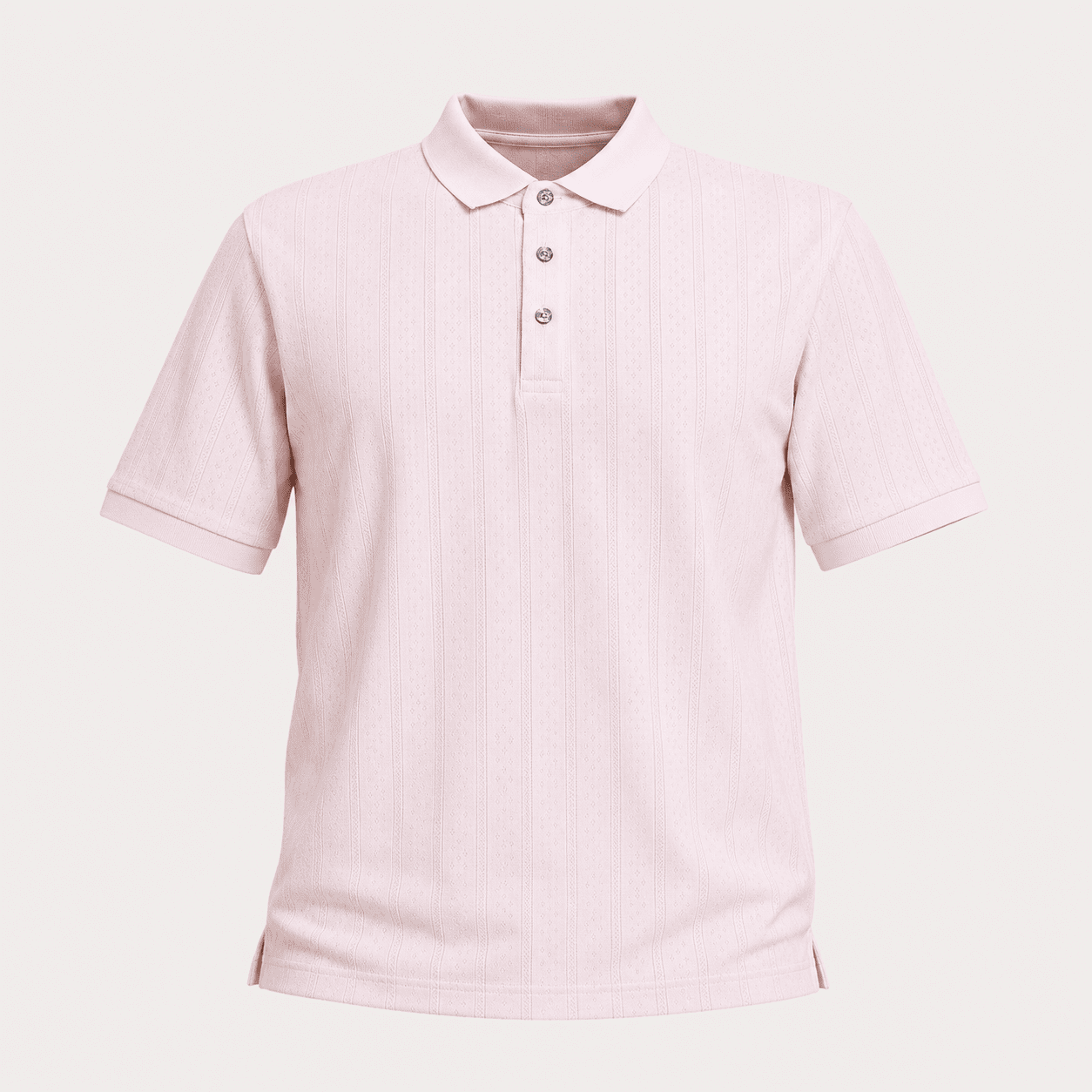 Men's Light Pink Textured Polo T-Shirt