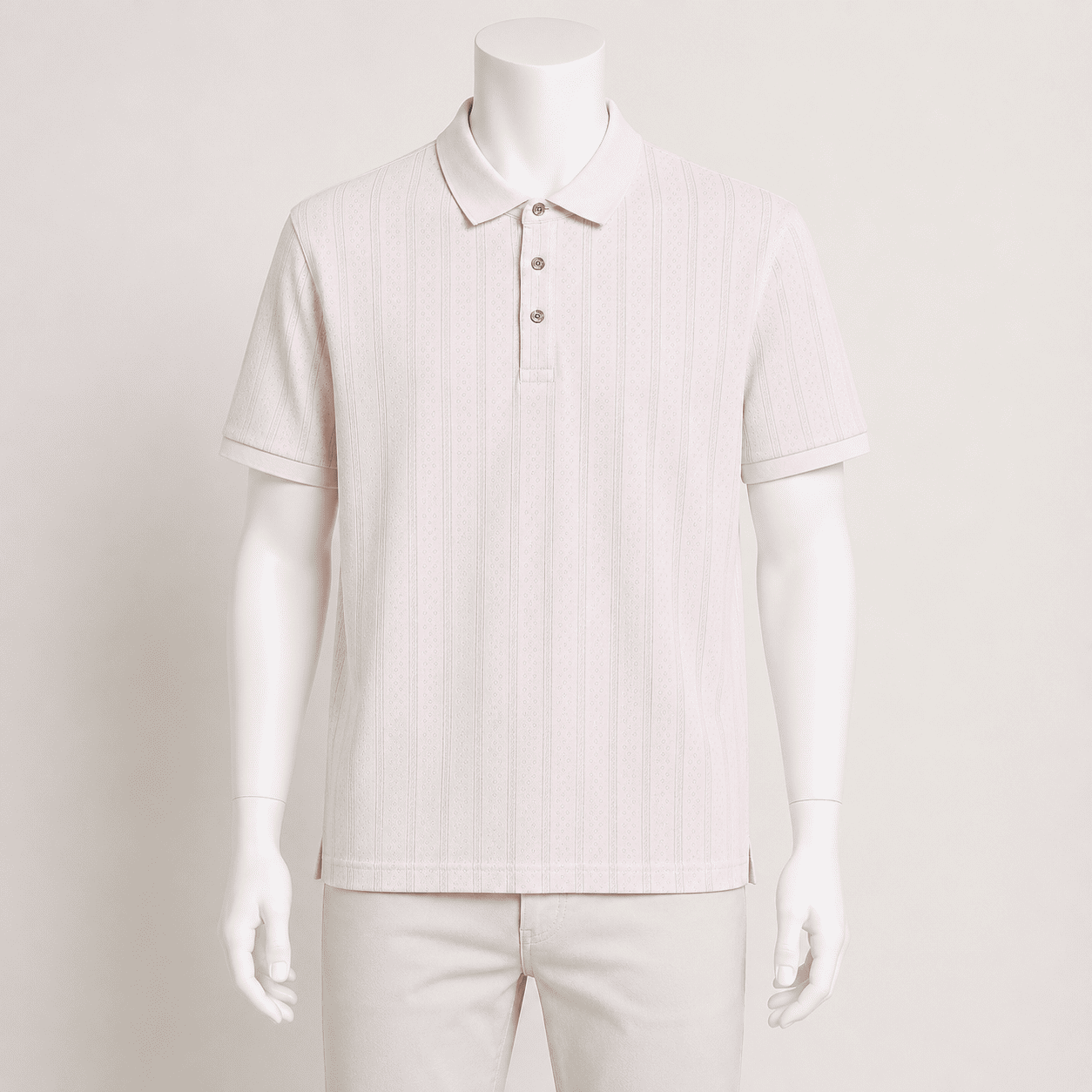 Men's Light Pink Textured Polo T-Shirt