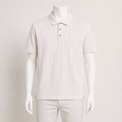 Men's Light Pink Textured Polo T-Shirt