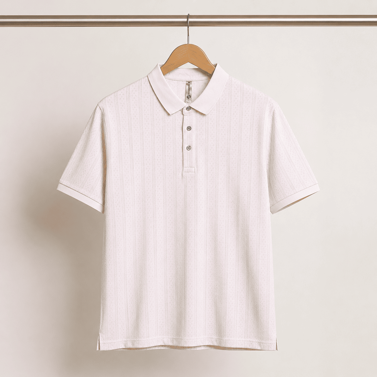 Men's Light Pink Textured Polo T-Shirt