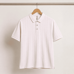 Men's Light Pink Textured Polo T-Shirt