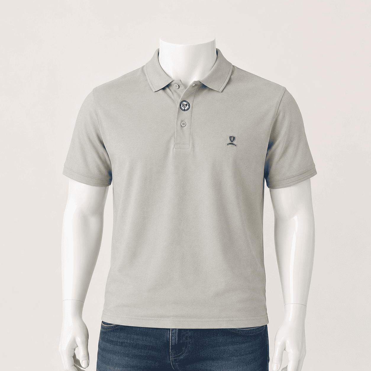 Men's Light Grey Solid Polo T-Shirt