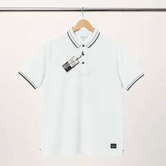 Men's White Textured Polo T-Shirt