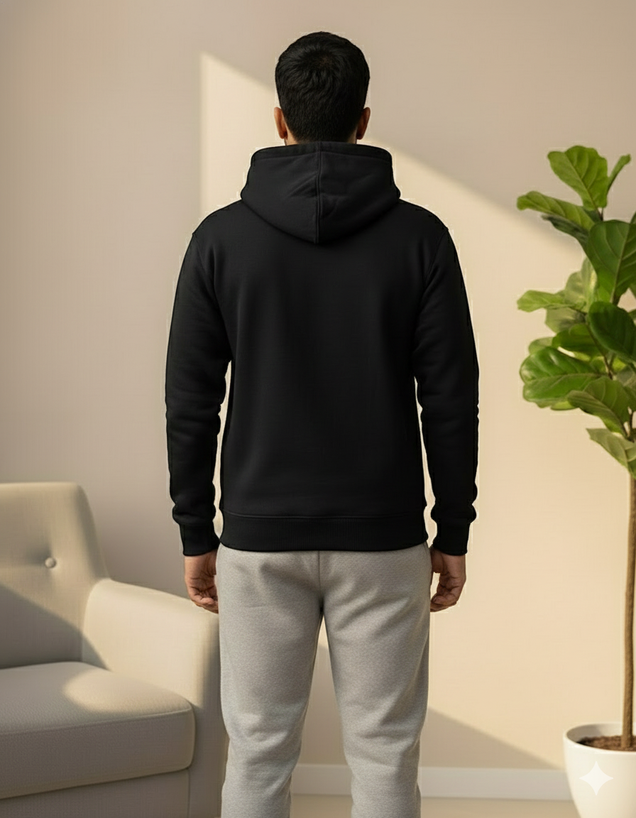 unisex solid hoodie in black